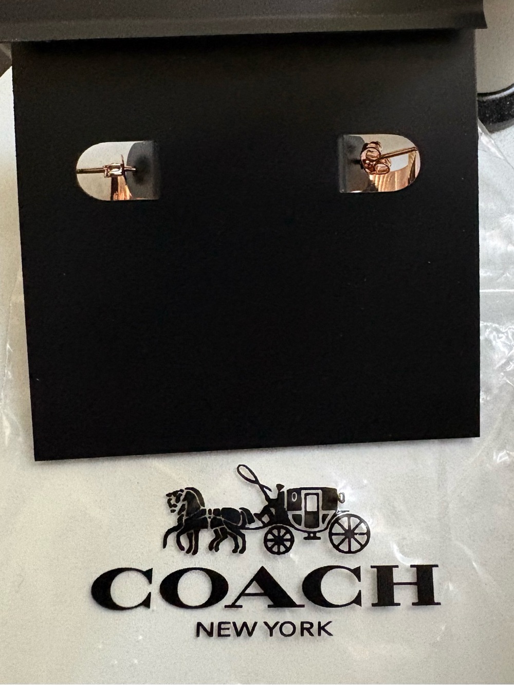 Coach Wide Huggie Hoop Earrings Pink / Rose Gold New NWT - Picture 4 of 5